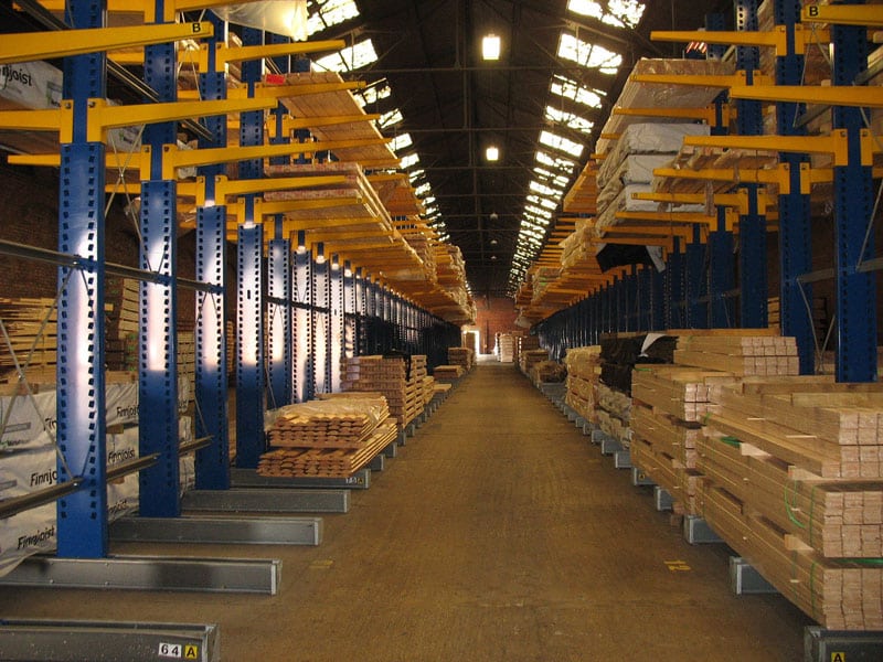 Cantilever racking installed in a Birmingham warehouse by RediRack