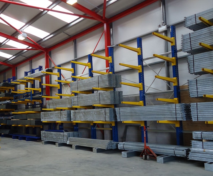 Cantilever racking supplied to a Birmingham warehouse by RediRack