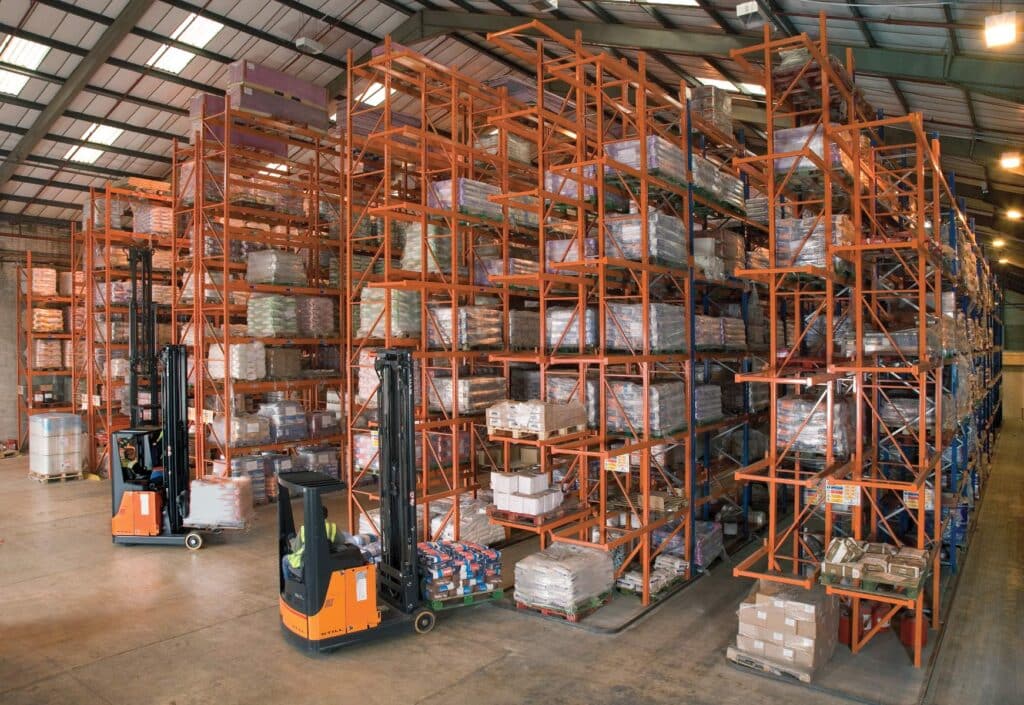 Pallet racks installed in a Leicester facility by pallet racking installers RediRack